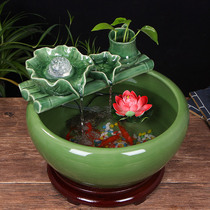 Jingdezhen Ceramic fish tank Living room Fountain Table Water Fish Tank Home Small Gold Fish Tank Fish basin