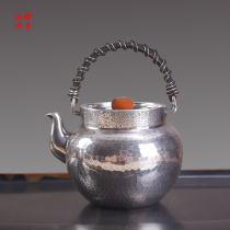 Wonderful hand Songyuan handmade hand-made 9999 silver pot Sterling silver Kung Fu tea kettle Silver Teapot Japanese-style urgent whisker