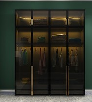 Nordic light luxury wardrobe post-modern minimalist 2 3 4 5 6 door combination storage storage storage cabinet glass wardrobe