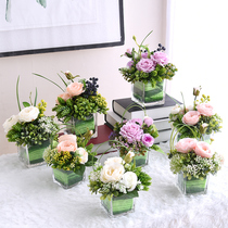 Hipster glass bottle living room fake flower ornaments decoration dining table bedroom placed flower simulation flower potted vase bundle