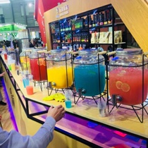 Switch pot glass hotel juice jug with faucet bubble wine bottle household cooling kettle water container control heat-resistant glass