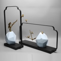 Modern Chinese iron art bronze bird ceramic pendulum-like board room creative living room TV cabinet Guan Guan Wine Cabinet Soft Adornment