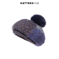 Hats and hats womens winter Korean casual beret with fluffy balls knitted caps warm ear wool caps