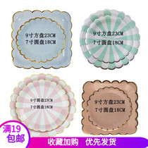 Disposable paper plate Cup combination set birthday party tableware first year dessert table decoration products hot stamping thick