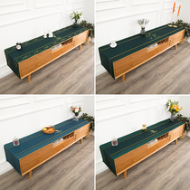Light luxury American style living room TV cabinet dust-proof cover cloth dark green cotton linen waterproof dining table table flag shoe cabinet cover cloth