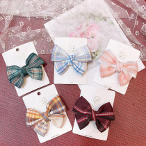 Princess Little Girl Cute Classic Plaid Butterfly Knot Hair Clip Children Super Fairy Rear Brain Spoon Head Accessories Haircut Hair Accessories