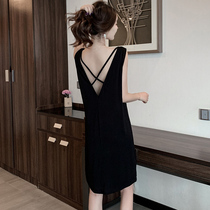 Sleeping Dress Woman Summer Mordale Pajamas Short Sleeve Sexy Dew Back Cute Black Net Red Thin Spring Autumn Day Home Clothing