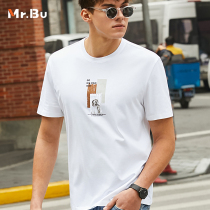 Mr Bu horse cotton short sleeve T-shirt male spring and summer casual pure cotton round neck t-shirt man GT01093