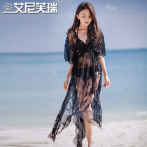 South Korea split swimsuit bikini three-piece hollow lace blouse steel frame gather big breast bikini swimsuit