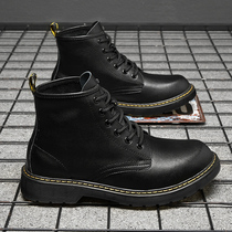 Martin Boots Man Summer Breathable 2022 New Mens Gang Inn Wind Tooling Boots Trend 100 lap black leather boots