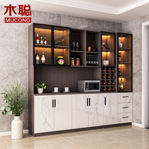 Side cabinet wine cabinet cupboard modern light luxury home wall high cabinet glass cabinet Cabinet locker solid wood customization