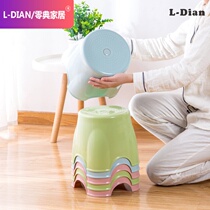 Thickened small stool Plastic chair shoe-changing stool Household small bench Childrens low stool Sofa shoe-wearing stool Adult round stool