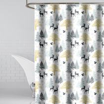 Factory direct home waterproof mildew proof thick polyester shower curtain bathroom toilet water curtain curtain curtain hanging deer