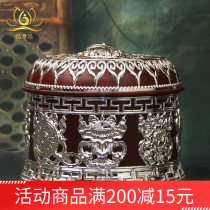 Hidden Eight Auspicious Double Dragons Glutinous Rice Cake Box Crisp Oil Box Auspicious Box with Stainless Steel Bold New Silver