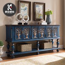 American sideboard solid wood living room retro multifunctional Mediterranean dining table cabinet locker tea Hall restaurant cabinet