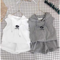 Brother Loaded Children Summer Suit Boy Summer Shorts Thin pieces Two sets of foreign air 2022 Korean version sleeveless and hat tide