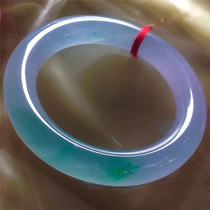 Natural ice seed green jade bracelet Violet round strip delicate glass type jade bracelet children double color a goods