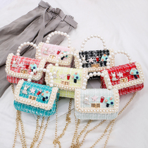 2021 Korean version of the new coarse pearl portable childrens messenger bag mini chain bag little princess accessories coin purse