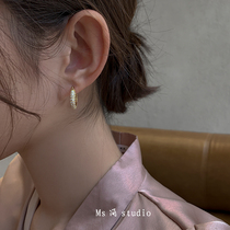 MS circle earrings zircon circle French Net red ins earrings retro personality versatile fashion European and American high