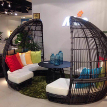 Outdoor furniture rattan chair bird nest chair round bed outdoor rattan sofa rattan Birdcage lying bed Villa B & B open-air garden