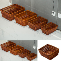 Willow woven rattan woven storage basket Desktop small bamboo basket Blue fruit basket Woven fabric finishing box sundries snack box