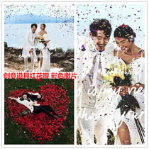 Photo studio New location photography props red and white rose petals travel personality photo tour location hand sprinkled paper