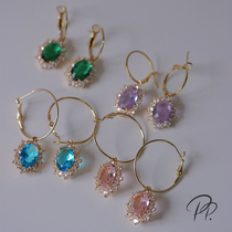 PP ornaments Original French style retro jewel earrings Superior Atmospheric Earrings with light and luxurious small crowdsourced earrings