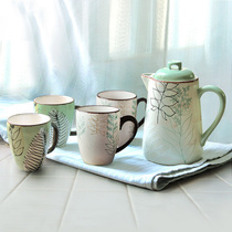 Water set Cold water jug Cold water jug cup set Heat-resistant ceramic household juice jug Flower tea cup set