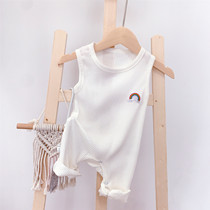 Baby jumpsuit summer Women thin baby short sleeve trousers climbing clothes mens solid color out sleeveless vest