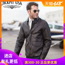 American Cockpit Mens Slim Driller Goatskin Leather Jacket Classic Vintage Tank Jacket