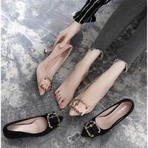 High heels womens stiletto medium-heeled shoes new shoes female students Korean version pointed toe suede all-match banquet shoes