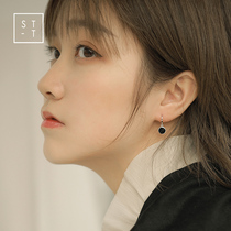 Mrs. Shen S925 sterling silver day Korean temperament black round earrings earrings female students fashion versatile earrings