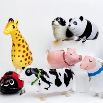 Net red shake sound will walk Childrens toys Cartoon aluminum film animals walking walking inflatable pig standing shape