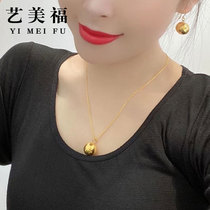 999 Pure Gold Round Bead Necklace Gold Ball Pendant Earrings Earhook Earrings 2022 New Trendy Fashion