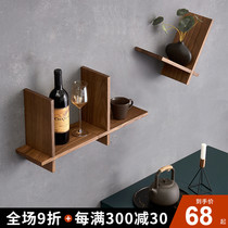 Solid wood rack bedroom decoration partition living room TV wall hanging cross bookshelf