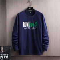 Autumn youth leisure cotton loose men long sleeve T-shirt cotton round neck mens fashion brand base shirt clothes