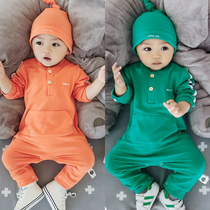 One year old female baby Spring and autumn male baby conjoined clothes boy go out damp spring spring clothing mens sports khaclothes
