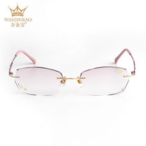  Wanbao pure titanium fashion glasses frame female frameless diamond cut edge myopia glasses finished product W3332