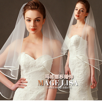 European-style bride White simple trim head yarn mesh 2 m head yarn Long style travel photo wedding veil