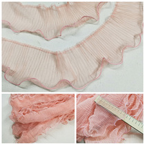 lolita dress collar cuff skirt decoration 9cm single-layer meat pink mesh pleated wavy edge ruffles