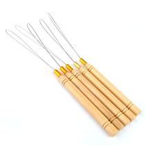 Stainless steel wire hair pick-up wooden handle crochet wig crochet hook hair hook hook hook hair hook tool