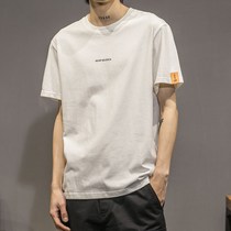 2021 summer Net red T-shirt mens ins Super fire Youth round neck high-end half sleeve Ruffian handsome loose short sleeve mens