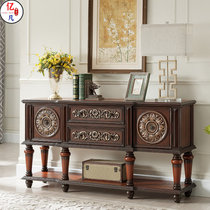 American-style solid wood porch cabinet foyer porch table long table carved end view table partition painted retro wall decoration cabinet