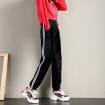 Golden velvet pants womens autumn and winter padded velvet sweatpants womens Korean version of loose double-sided velvet casual pants