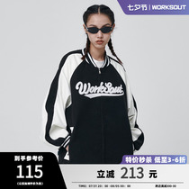 (ChaoWOO Exclusive) WORKSOUT (WKST) Retro towel embroidery splicing baseball uniforms for men and women loose jacket