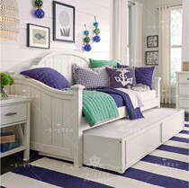 American vintage solid wood sofa bed European carved childrens sofa stretch storage bed single Princess solid wood bed