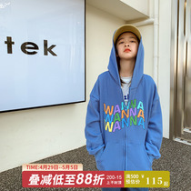 Princess Norno girls Korean version jacket 2022 Spring and autumn in the middle of the ocean Childrens sports casual sweatshirt cardio-hoodie