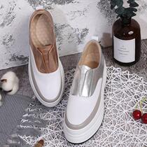 Hong Kong 2021 new spring and summer leather thick-soled white shoes female lazy people a pedal loafing shoes