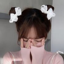 Yu Shuxin with white bow head rope Japanese fabric leather band band female hair rope girl cute double ponytail Hairband