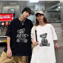 Cang Shi Yishi co-name Hong Kong wind short sleeve quick-drying T-shirt mens summer bear loose leisure couple size T-shirt